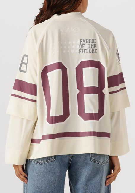 Ecru GANNI Top CYCORA JERSEY OVERSIZED LONG SLEEVE - large