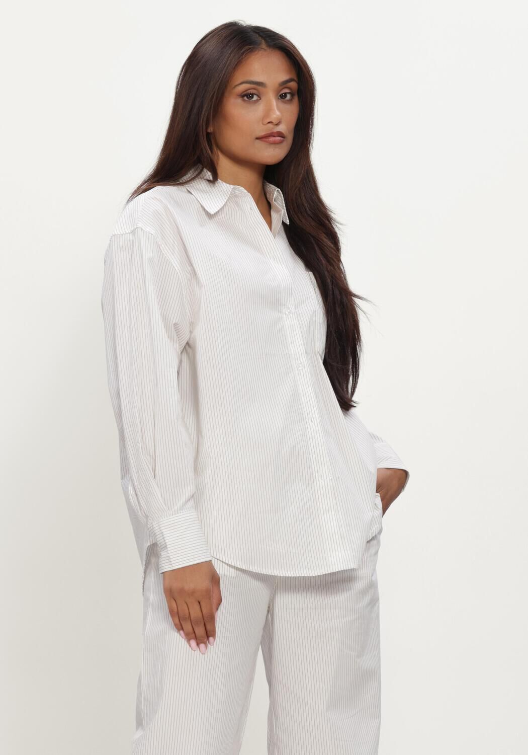 Gebroken wit OLAF HUSSEIN Blouses STRIPE OVERSIZED SHIRTS - large