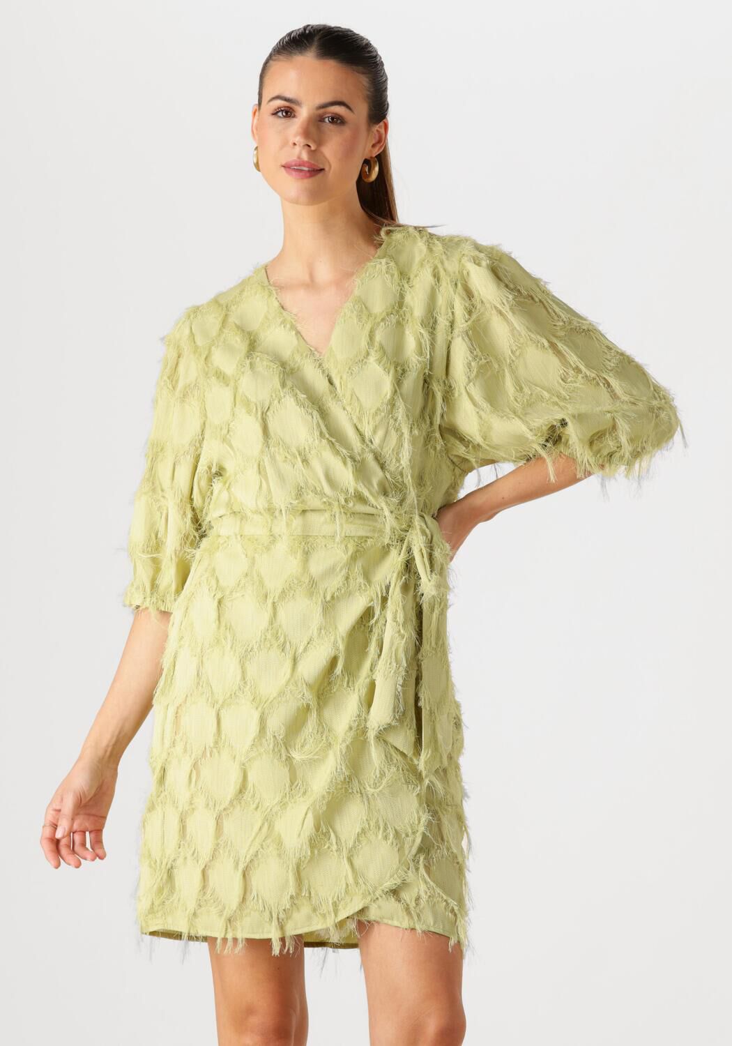 AAIKO Mini Jurk Dames Florica Fringe Pes 482, Maat: S, Kleur: Khaki afbeelding