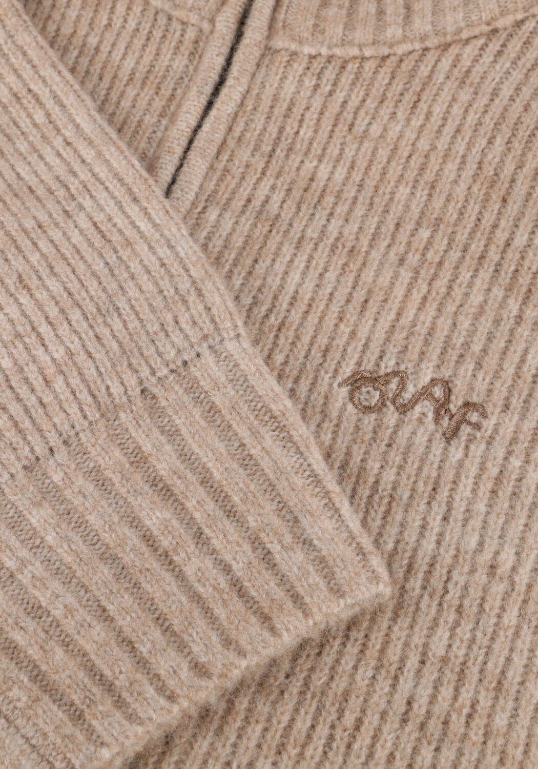 Beige OLAF HUSSEIN Trui SIGNATURE KNITTED ZIP MOCK - large