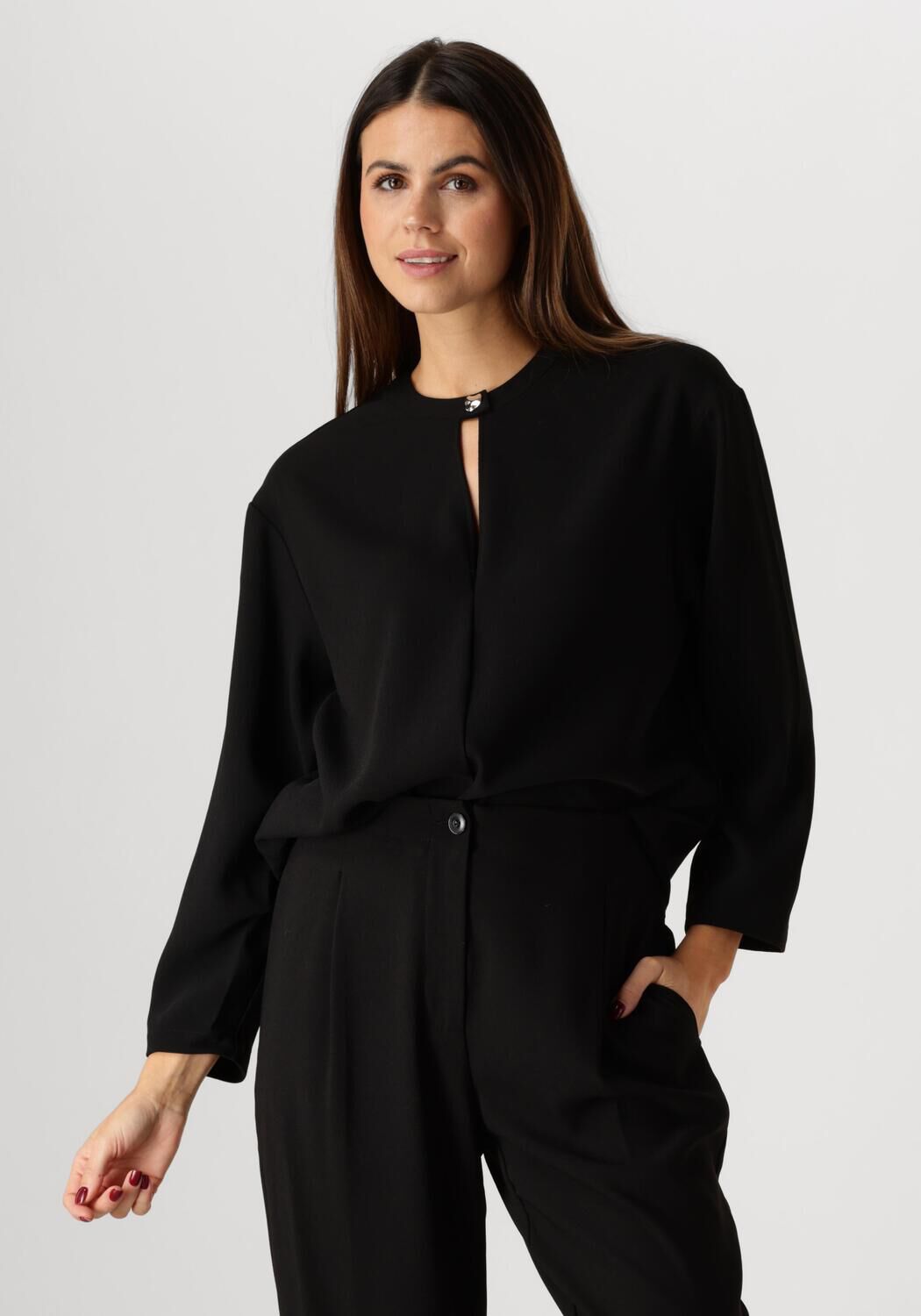 Dante6 Blouse Dames Thorn Drastring Cord Top, Maat: L, Kleur: Zwart