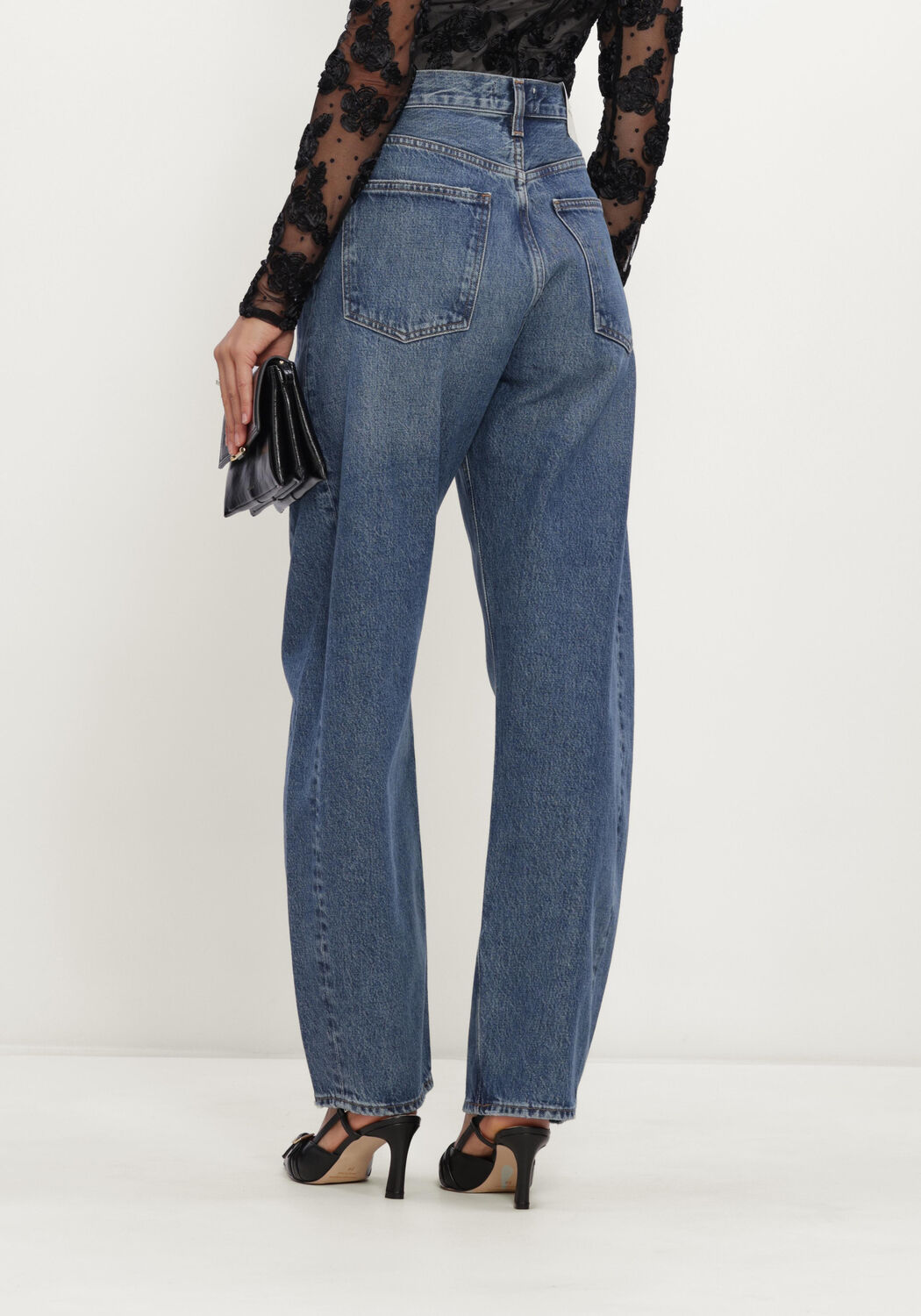 Blauwe AGOLDE Barrel jeans LUNA PIECED JEAN IN LOGICAL - large