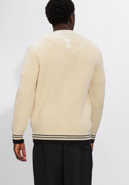 Ecru AMI PARIS Vest CARDIGAN WITH AMI DE COEUR AND AMI PARIS PATCH - large