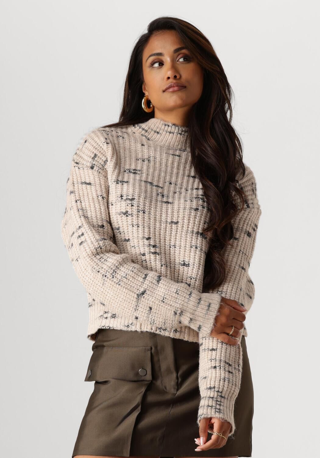 AAIKO Trui Dames Milou Spacedye Wo 400, Maat: L, Kleur: Zand