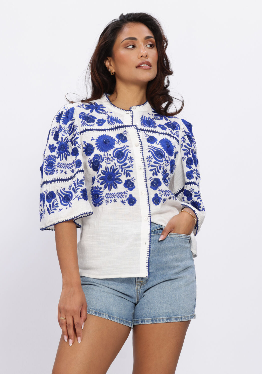 Antik Batik Blouse Dames Matias Blouse, Maat: M, Kleur: Wit afbeelding 1