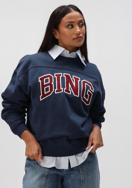 Donkerblauwe ANINE BING Truien/vesten TRENTON SWEATSHIRT BING- WASHED NAVY - large