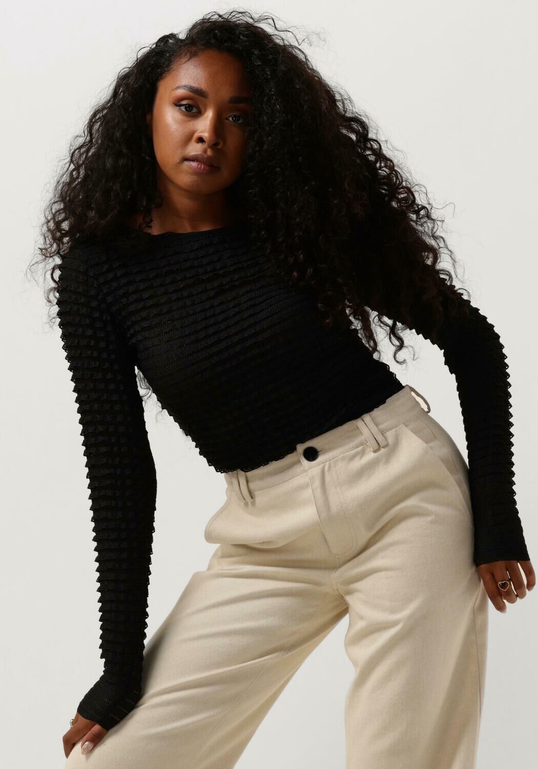 Co'Couture Longsleeve Dames Amara, Maat: L, Kleur: Zwart