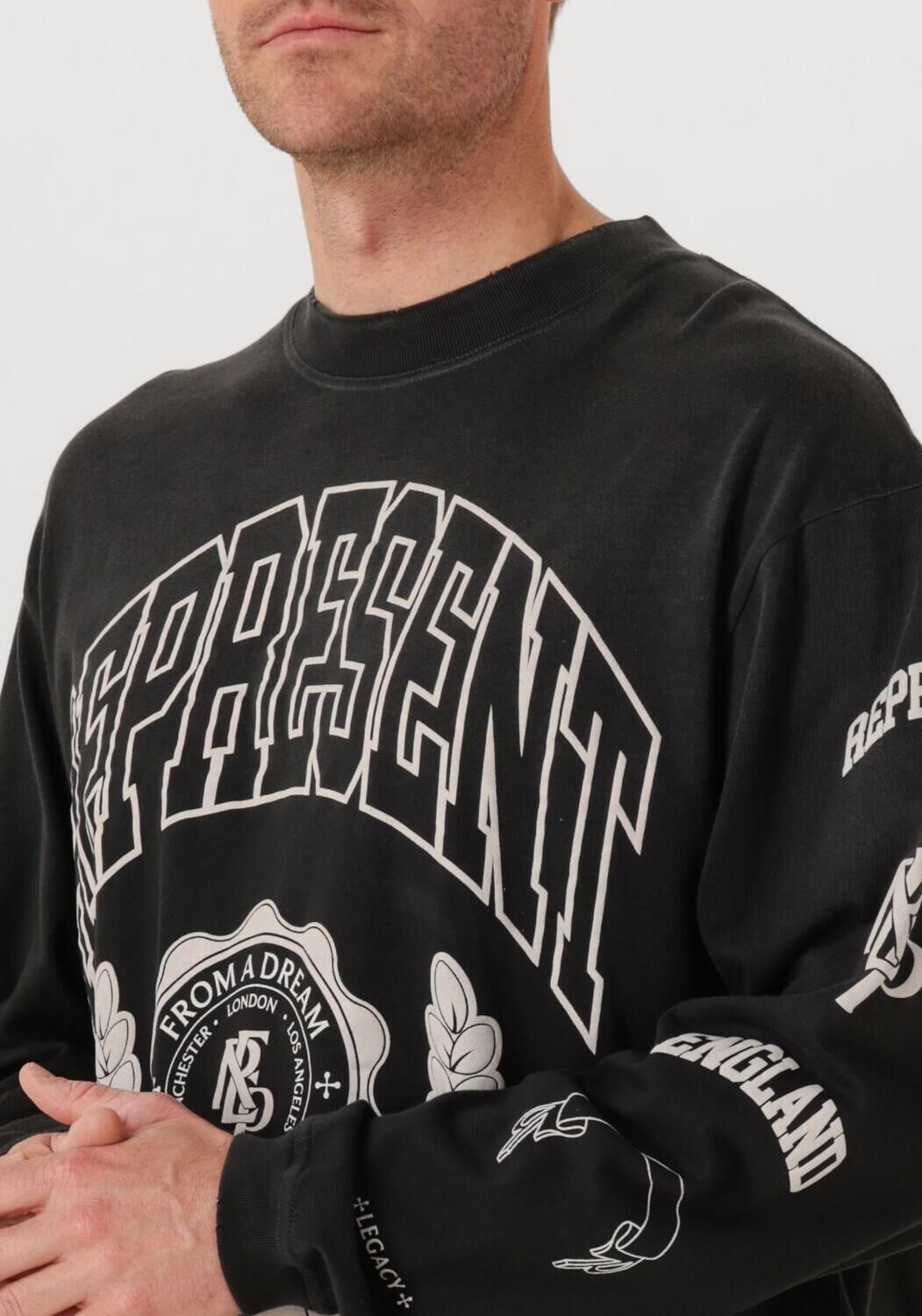 Zwarte REPRESENT T-shirt LEGACY CREST LONG SLEEVE T SHIRT - large