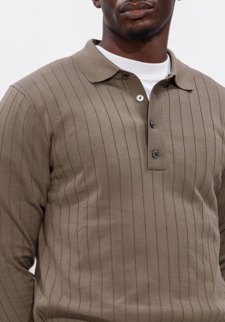 Taupe PROFUOMO Trui POLO LS BEIGE AERO EASE RIB - large