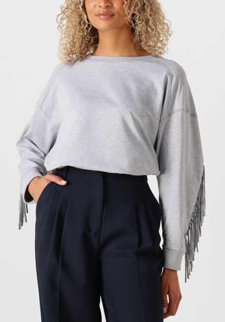 Lichtgrijze CO'COUTURE Trui STUDCC FRINGE SWEAT - large