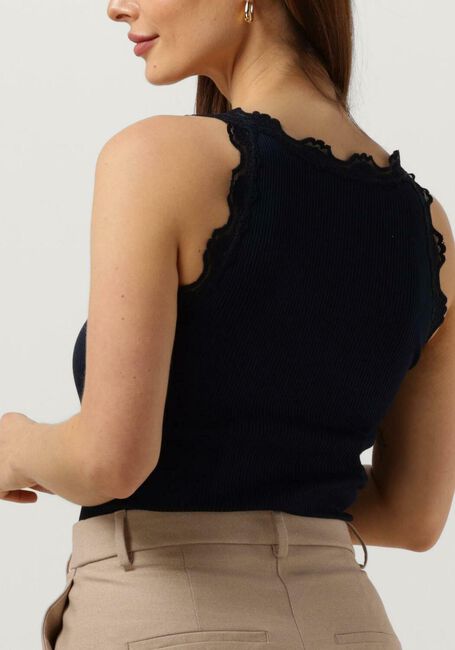 Donkerblauwe ROSEMUNDE Top SILK TOP W/ LACE - large