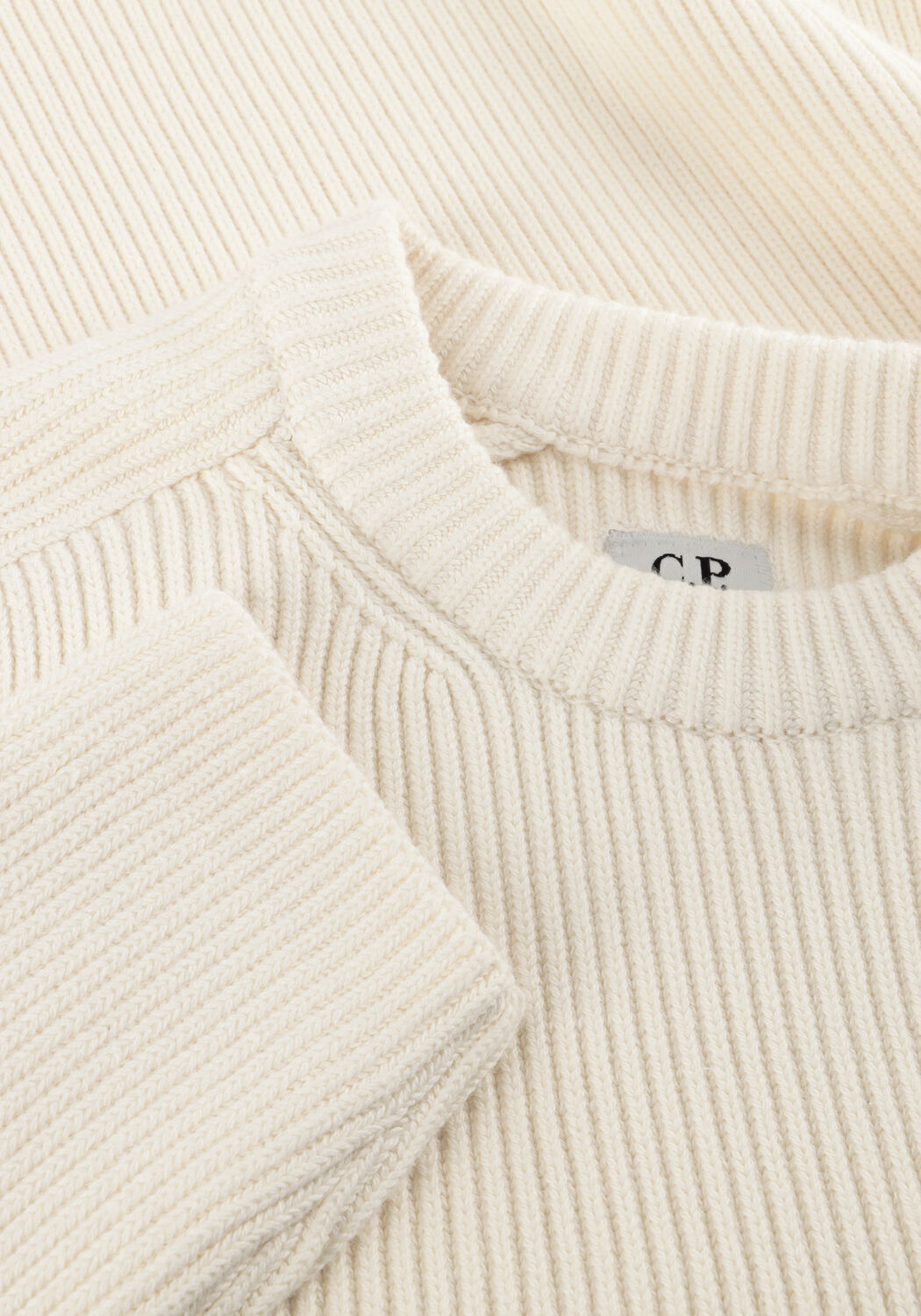Creme CP COMPANY Trui KNITWEAR CREW NECK IN FULL RIB - large