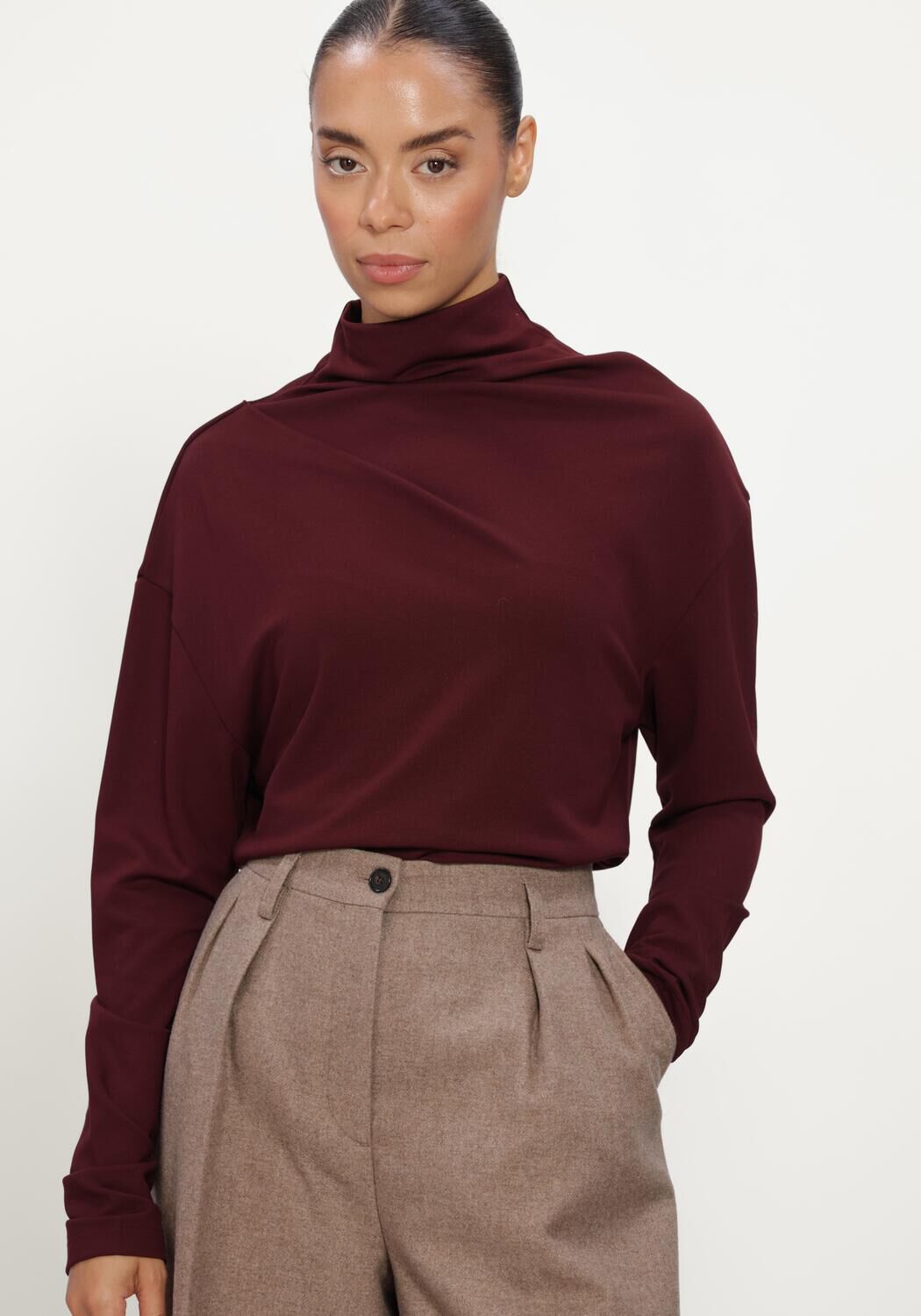 Bordeaux FILIPPA K Longsleeves TWISTED NECK TOP - large