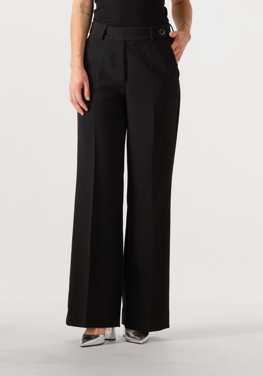 Co'Couture Pantalon Dames New Volacc Wide Long Pant, Maat: L, Kleur: Zwart