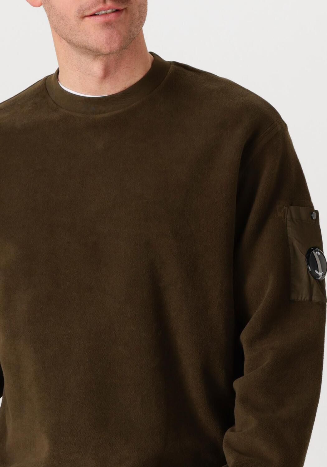 Groene CP COMPANY Trui SWEATSHIRTS CREW NECK IN BRUSHED EMERIZED DIAGONAL FLEECE - large