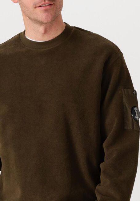 Groene CP COMPANY Trui SWEATSHIRTS CREW NECK IN BRUSHED EMERIZED DIAGONAL FLEECE - large