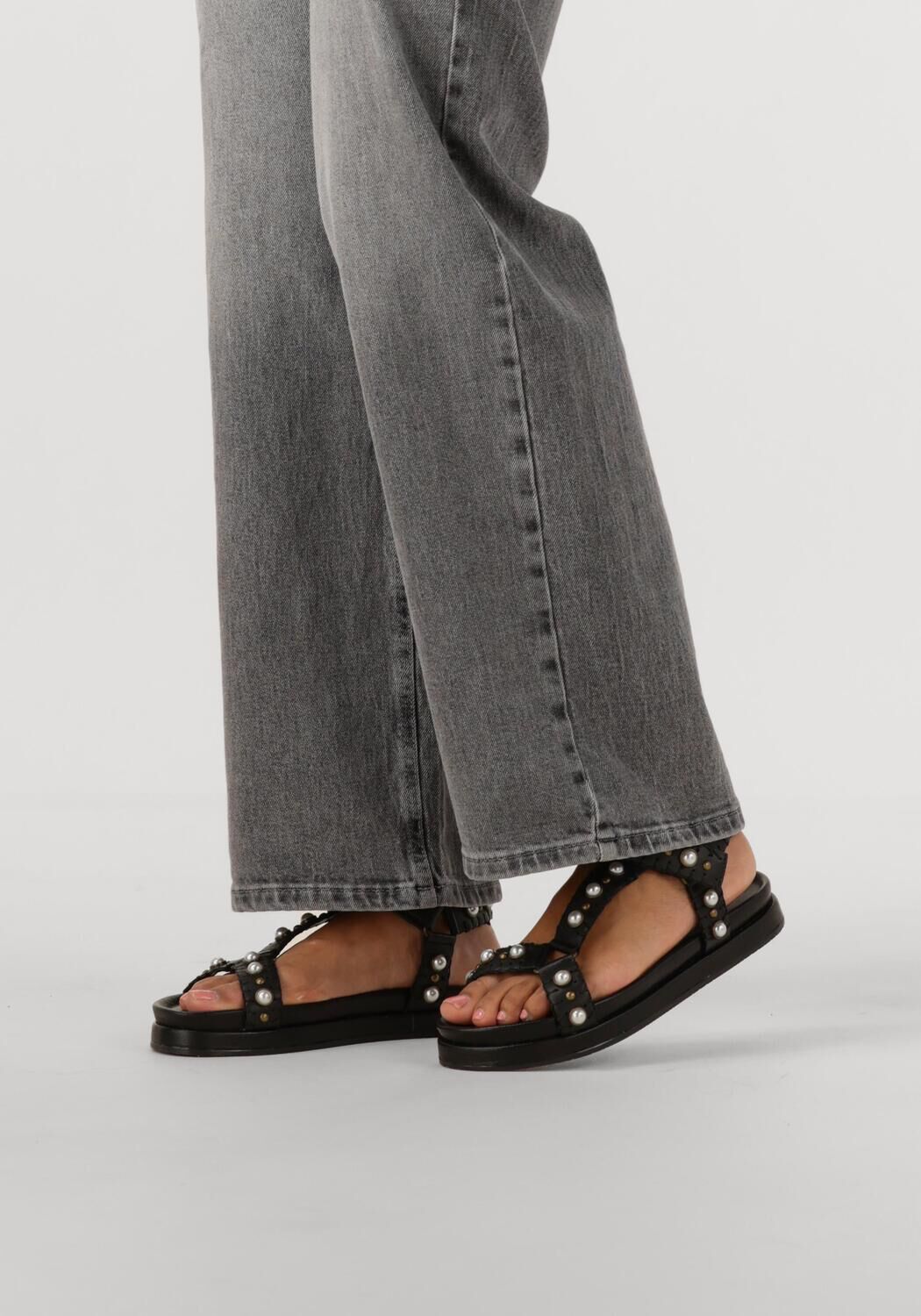 Zwarte BLASZ Platte sandalen SARAN-14 - large