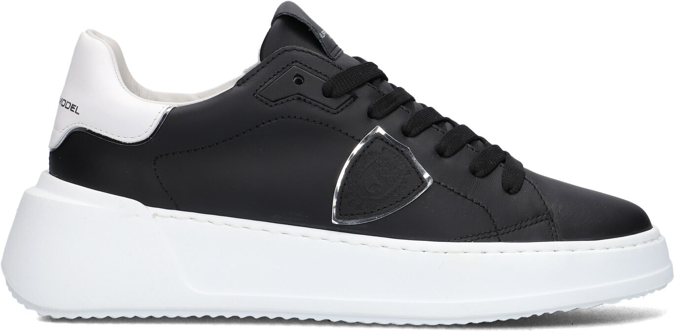 Philippe Model Lage Sneakers Dames New Temple, Maat: 38, Materiaal: Leer, Kleur: Zwart