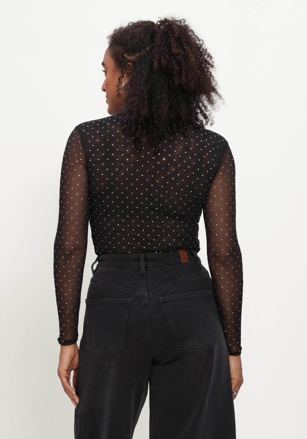 Zwarte STUDIO AR Top INES GLITTER MESH - large