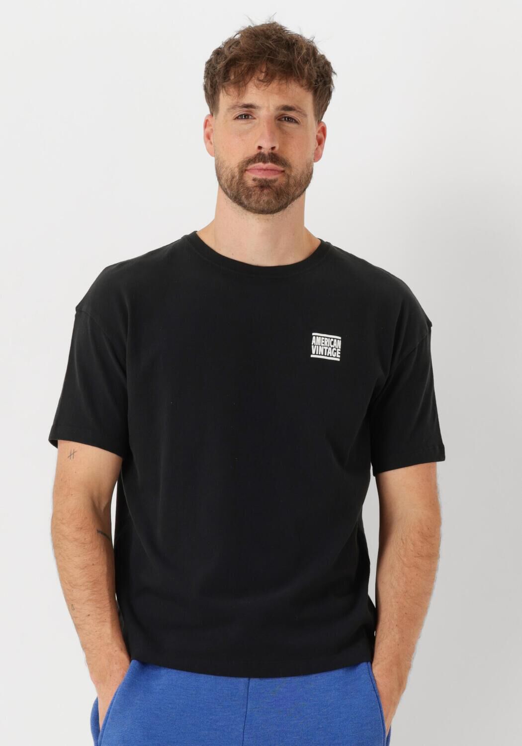 American Vintage T-Shirt Heren Ykobow, Maat: M/L, Kleur: Zwart