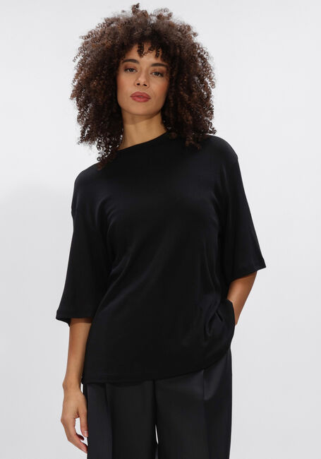 Zwarte ROHE Top OVERSIZED SOFT MERINO T SHIRT - large
