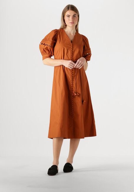 Bruine SCARLETT POPPIES Midi jurk FLEURETTA MIDI DRESS - large