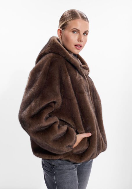 Bruine ALTER EGO Faux fur jas JADA - large
