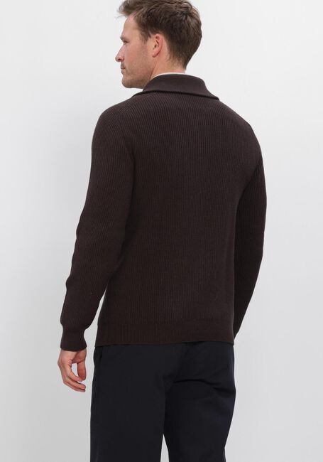 Bruine PROFUOMO Trui PULLOVER HALF ZIP HEAVY WOOL - large