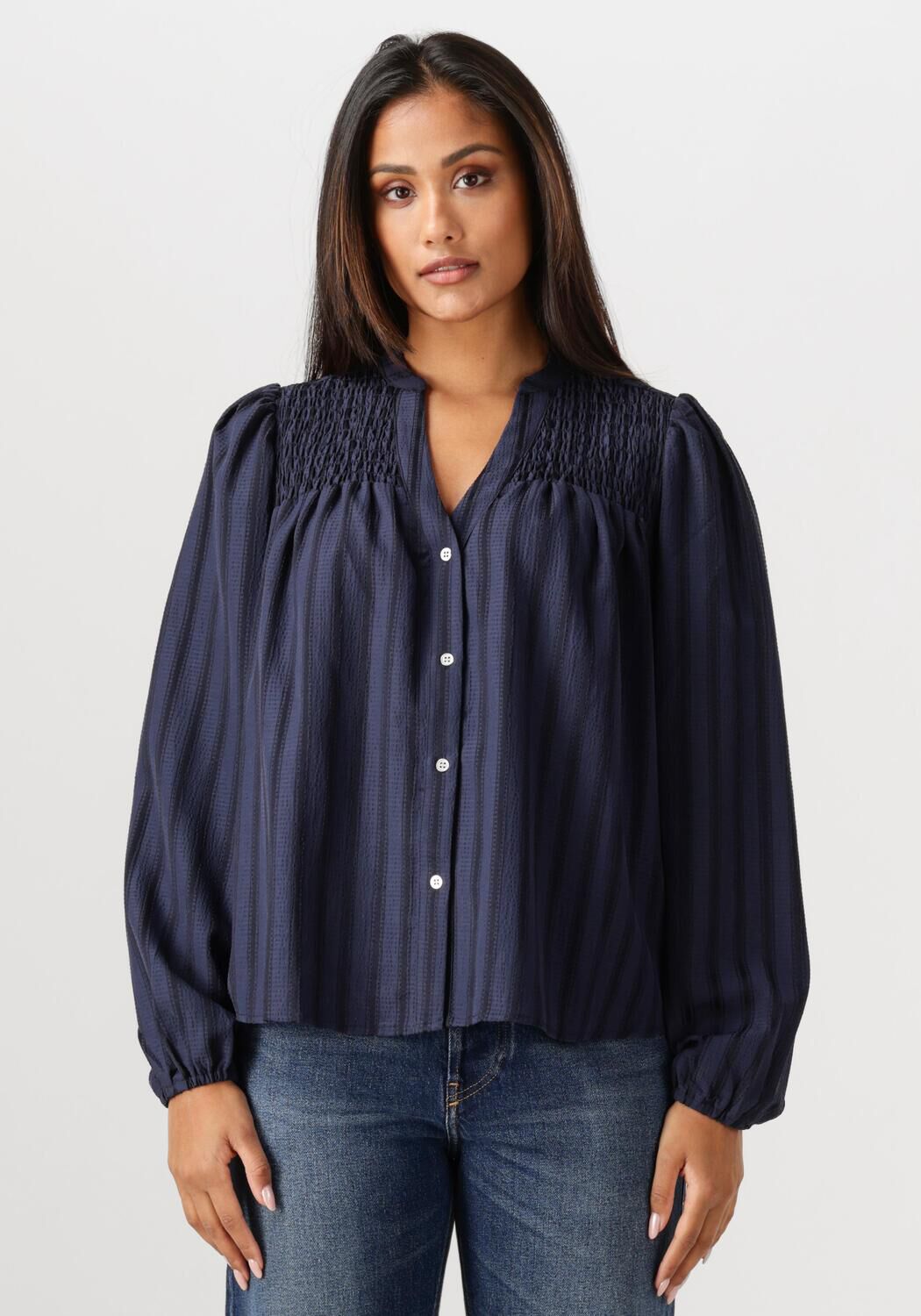 Co'Couture Blouse Dames Lulu Smock V-shirt, Maat: L, Kleur: Donkerblauw