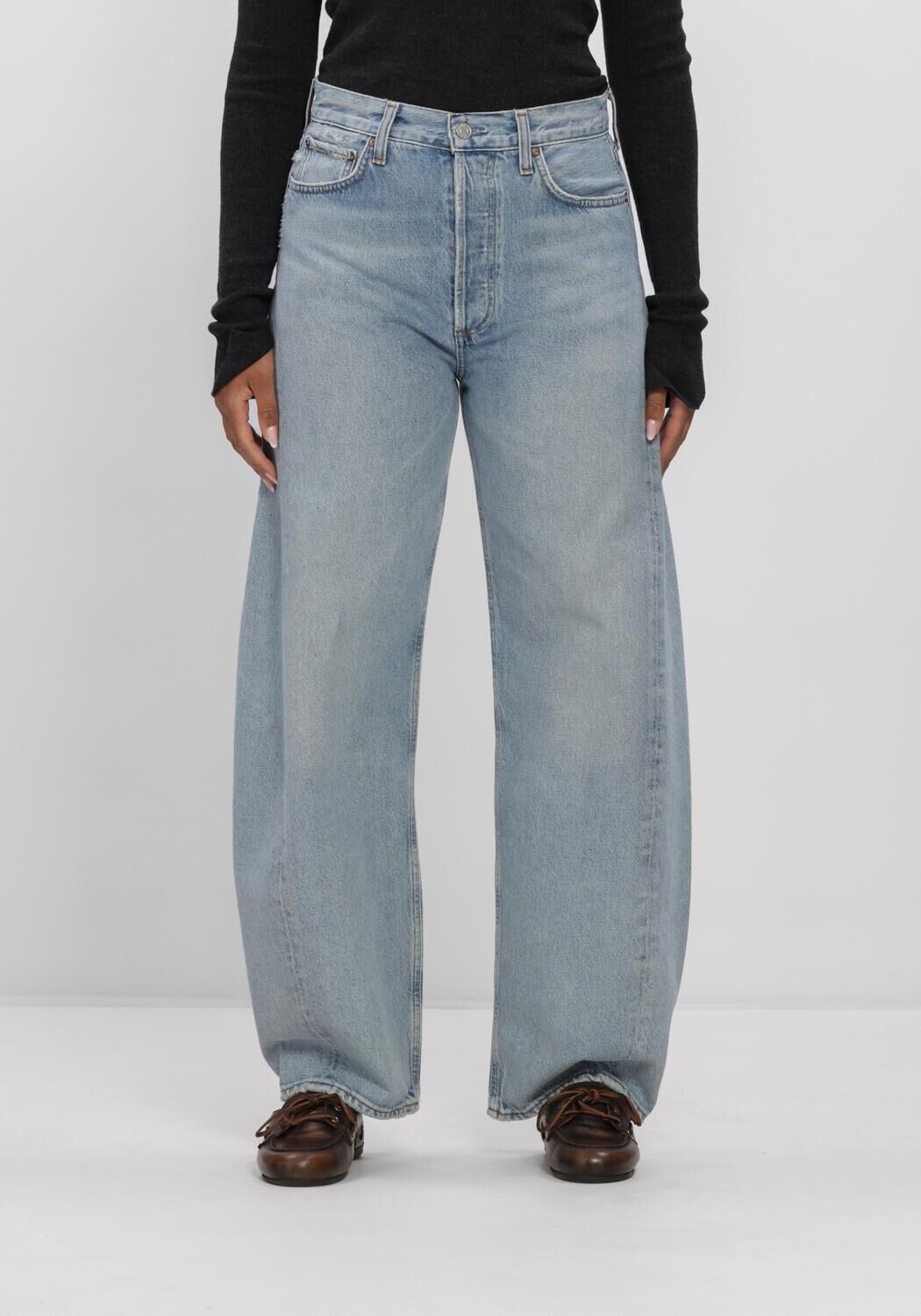Blauwe AGOLDE Barrel jeans LUNA PIECED JEAN IN ADDITION