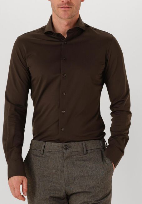Bruine PROFUOMO Klassiek overhemd SHIRT X-CUTAWAY SF JAPANESE KNITTED - large
