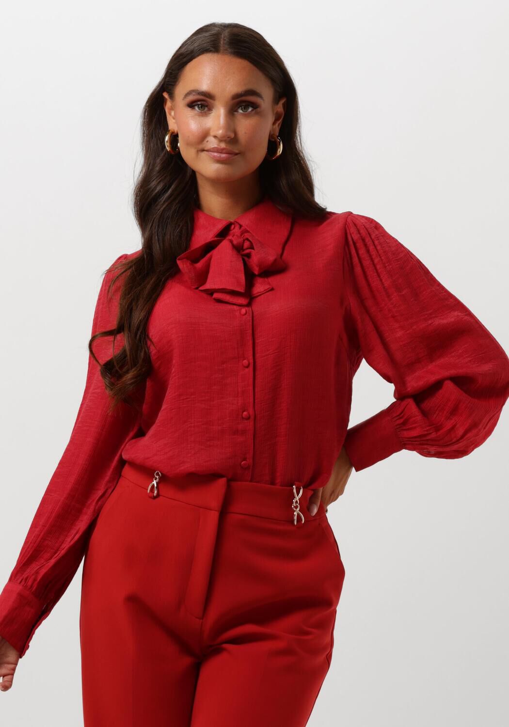 AAIKO Blouse Dames Veronne Tie Vis 517, Maat: L, Kleur: Rood