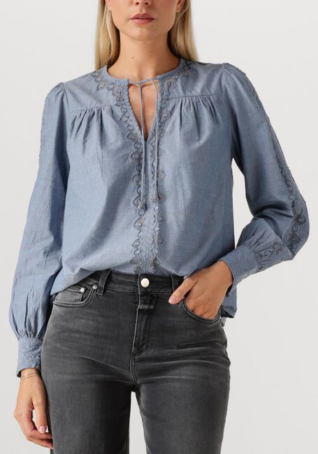 Blauwe ULLA JOHNSON Blouses KADY LONG SLEEVE BLOUSE - large