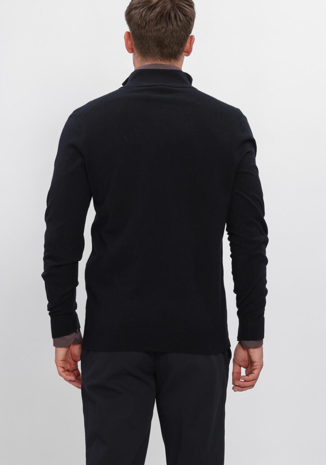 Zwarte PROFUOMO Trui PULLOVER HALF ZIP NEW WOOL BLEND - large