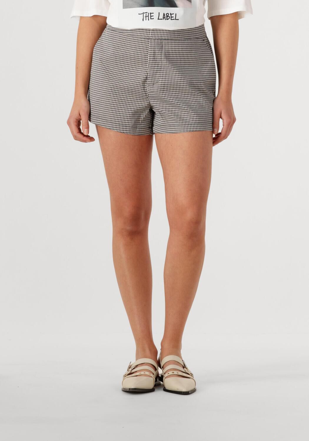 Alix the Label Korte Broek Dames Ladies Woven Boucle Shorts, Maat: L, Kleur: Zwart