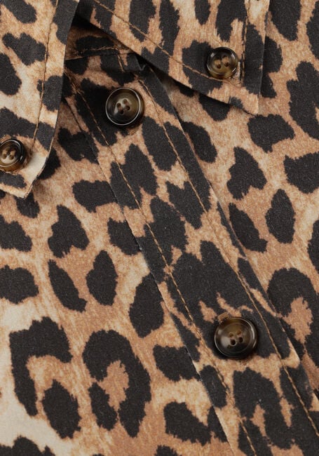 Bruine GANNI Jurken PRINTED STRETCH COTTON MINI SHIRT DRESS - large