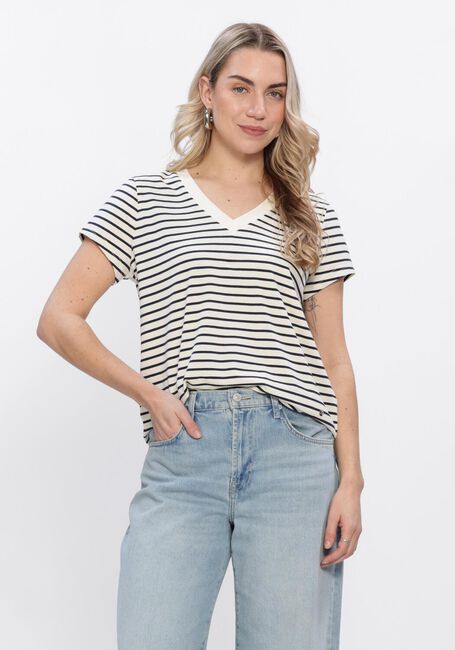 Blauwe MOS MOSH T-shirt MMKALA V-SS STRIPE TEE - large