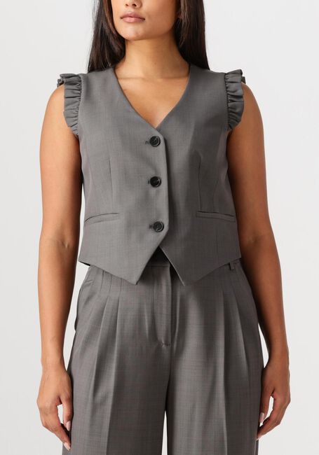 Donkergrijze CO'COUTURE Gilet LIANE FRILL TAILOR VEST - large