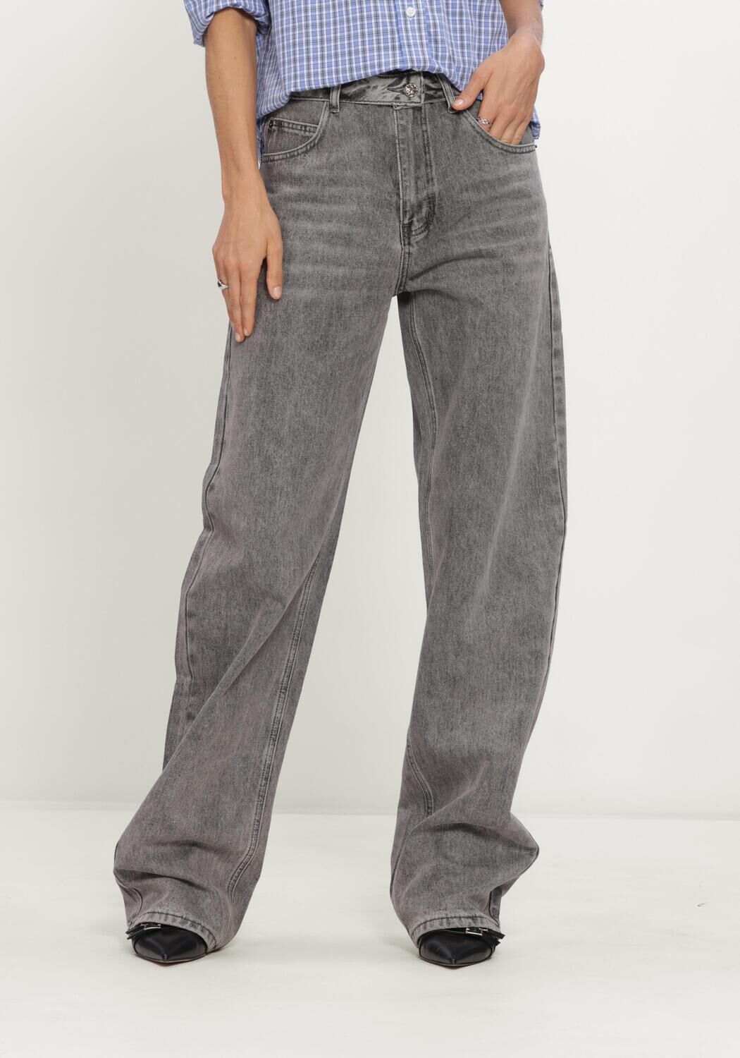 Grijze HAUTE L'AMITI&Eacute; Barrel jeans FLIP BARREL GREY TALL JEANS