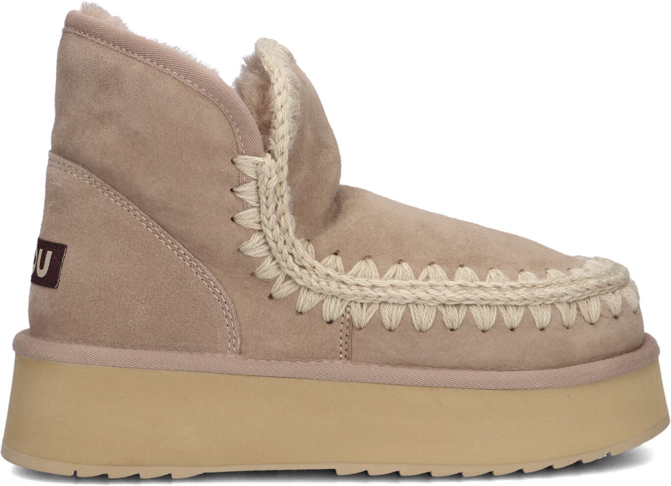 Mou Vachtlaarzen Dames Mini Eskimo Platform Boot, Maat: 35, Materiaal: Suède, Kleur: Beige