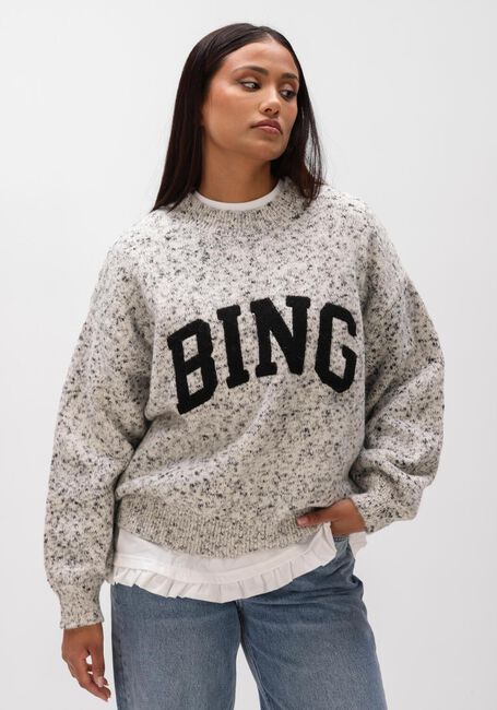 Witte ANINE BING Truien/vesten SYDNEY CREW SWEATER BING MARLED WHITE - large