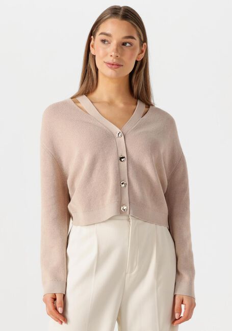 Beige DANTE6 Vest JENY RIB KNIT CARDIGAN - large