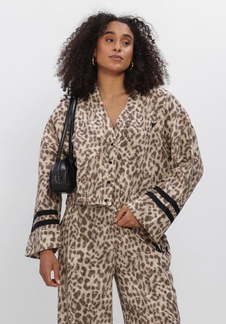 Bruine ALIX THE LABEL Jack LADIES WOVEN SPORTY ANIMAL JACKET - large