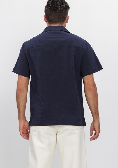 Donkerblauwe OLAF HUSSEIN Casual overhemd SEERSUCKER CAMP SHIRTS - large