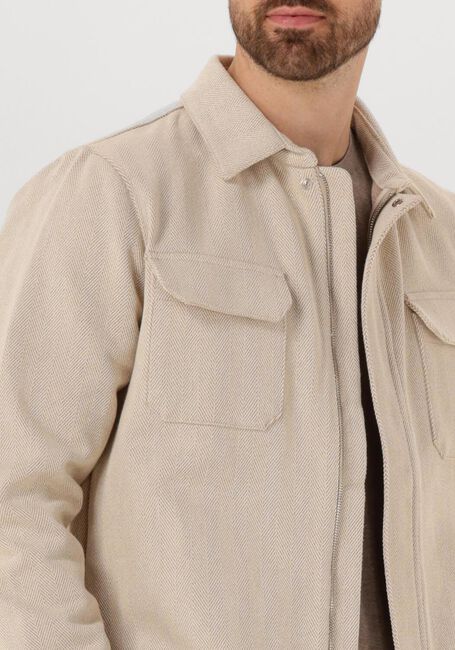 Ecru PROFUOMO Overshirt OVERSHIRT ZIP HERRINGBONE - large