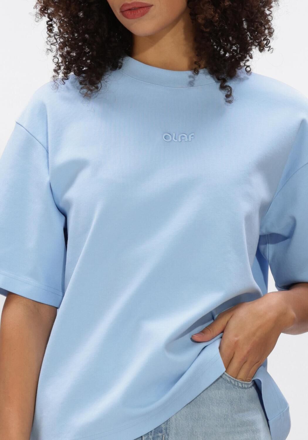 Lichtblauwe OLAF HUSSEIN T-shirt RETRO LOGO BOXY TEE - large