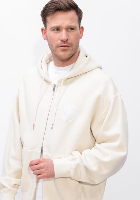 Ecru NEW AMSTERDAM SURF ASSOCIATION Sweater LOGO ZIP HOODIE ECRU/WHITE - large