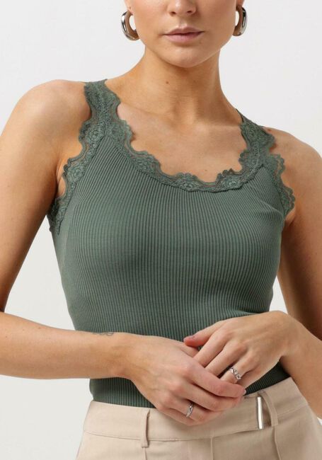 Donkergroene ROSEMUNDE Top SILK TOP W/ LACE - large