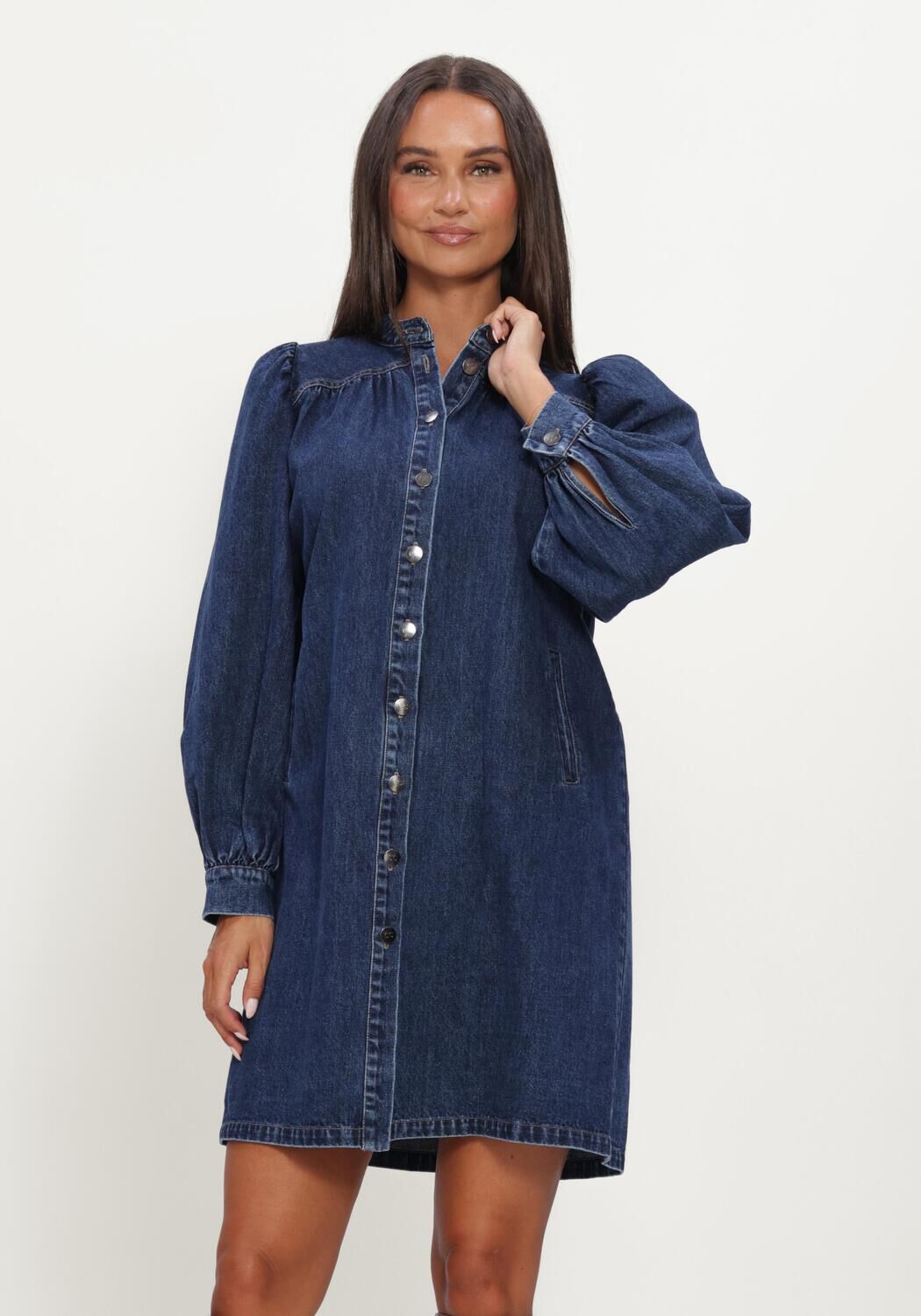 Donkerblauwe CO'COUTURE Mini jurk DENICECC LS DENIM DRESS - large
