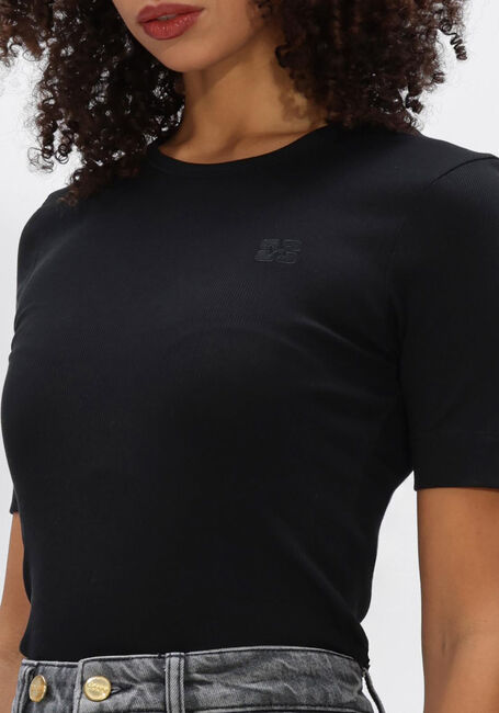 Zwarte GANNI Top SOFT COTTON RIB SHORT SLEEVE T-SHIRT - large